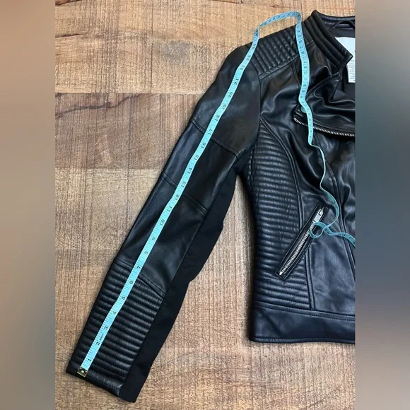 NWOT Bar III Quilted Black Leather Jacket - Picture 9 of 12